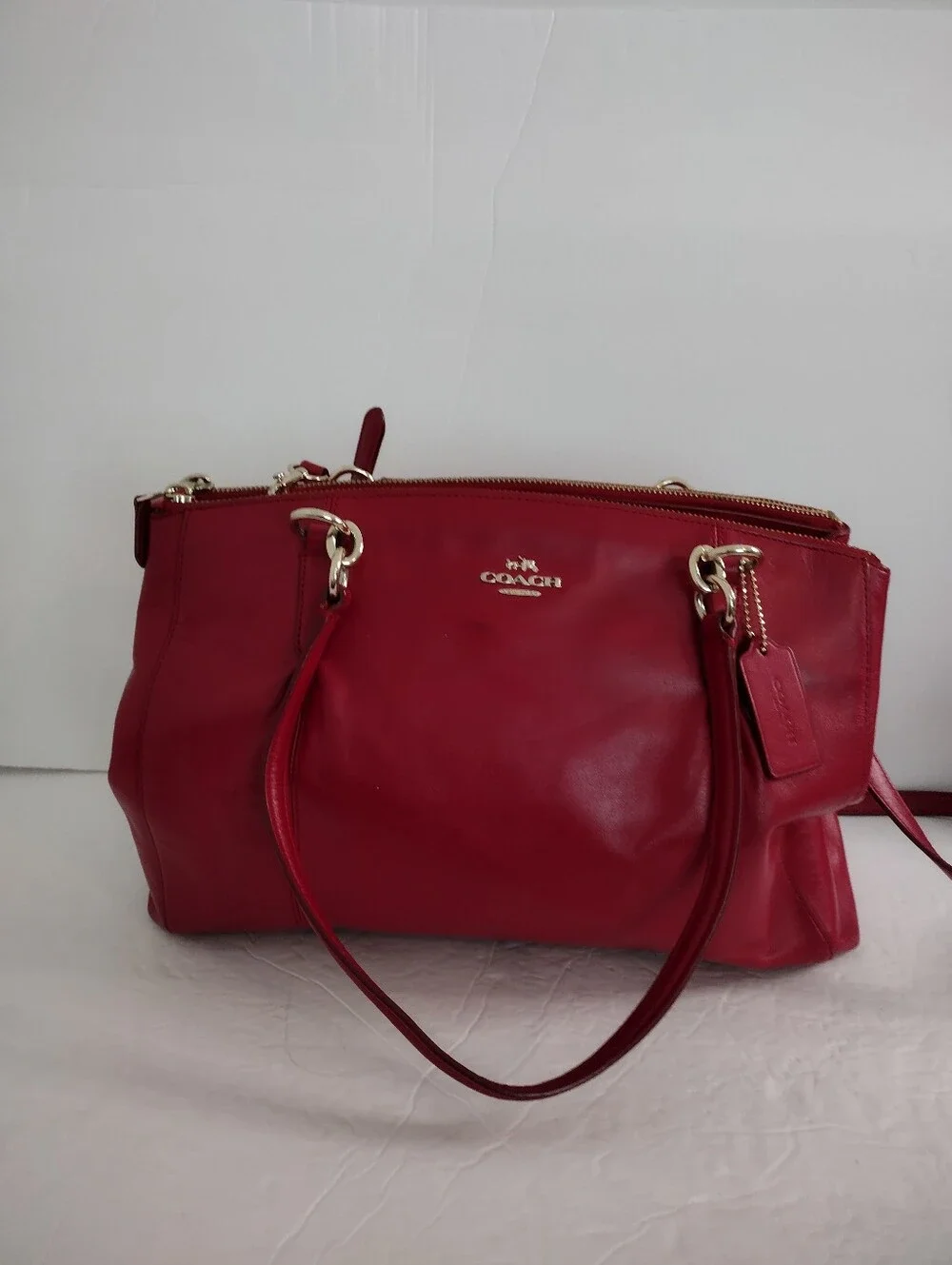 Vintage Y2K Coach Red Leather Christie Carryall Satchel Tote Bag Coquette Chic